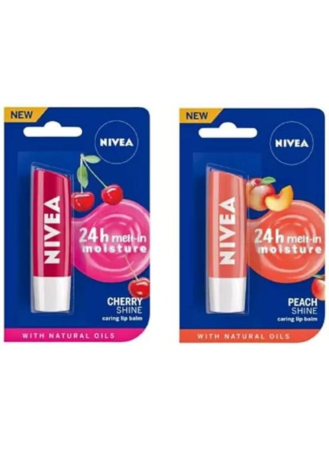 نيفيا بلسم الشفاه المرطب من نيفيا رقم 4 بنكهة الكرز والخوخ (عبوة من قطعتين، 9.6 جرام) - Image 1